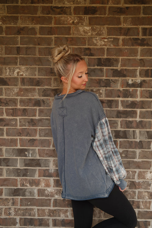 Blue Jean Plaid Long Sleeve