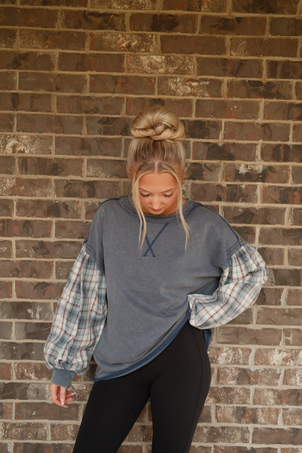 Blue Jean Plaid Long Sleeve